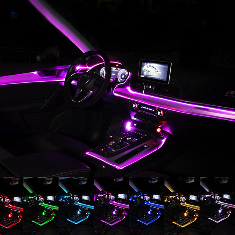 Car Interior LED Ambient Light Kit – 4 Outputs 6m Fiber Optic (App Control)
